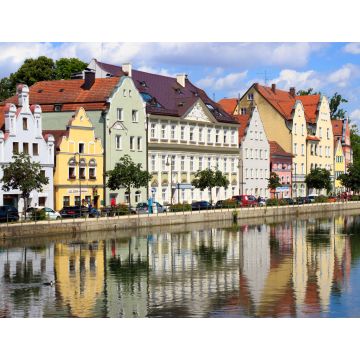 Lais Puzzle - Stadtbild von Landshut im Sommer mit Spiegelung im Fluss - 1.000 Teile