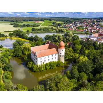 Lais Puzzle - Luftaufnahme, Wasserschloss Neuhaus, Gemeinde Adelsdorf, Bayern, Deutschland - 1.000 Teile
