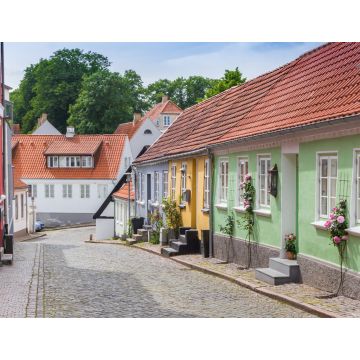 Lais Puzzle - Panorama einer Straße mit kleinen bunten Häusern in Haderslev, Dänemark - 1.000 Teile