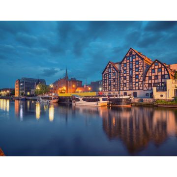 Lais Puzzle - Bydgoszcz, Polen. Blick auf alte Fachwerkhäuser am Ufer des Flusses Brda in der Abenddämmerung - 1.000 Teile