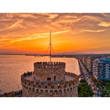 Lais Puzzle - Luftaufnahme des berühmten Weißen Turms von Thessaloniki bei Sonnenuntergang, Griechenland. - 1.000 Teile