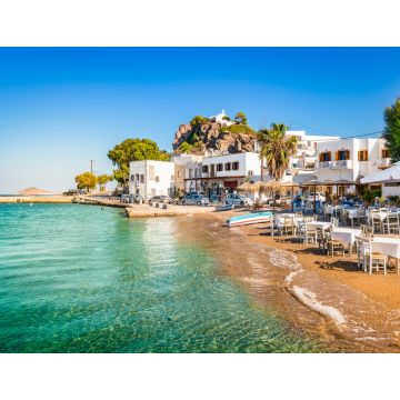 Lais Puzzle - Insel Patmos, Griechenland. Dorf Skala und Hafenansicht mit Strand am Hafen - 1.000 Teile