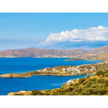 Lais Puzzle - Blick über die Buchten von Batsi und Gavrion auf der griechischen Kykladen-Insel Andros mit der Insel Euböa am Horizont - 1.000 Teile