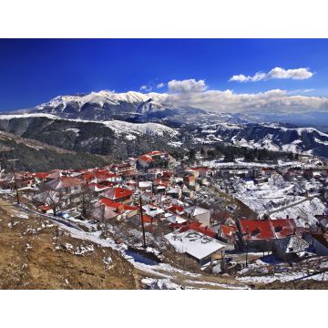 Lais Puzzle - Dorf Livadi, Stadtbezirk Elassona, Larissa, Thessalien, Griechenland. Im Hintergrund der Berg Olympus - 1.000 Teile