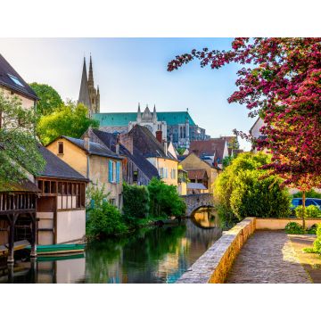 Lais Puzzle - Eure-Flussufer mit alten Häusern in der Kleinstadt Chartres, Frankreich - 1.000 Teile