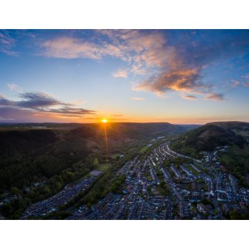 Lais Puzzle - schöne Luftaufnahme der Landschaft bei Sonnenuntergang (Südwales Abertillery) - 1.000 Teile
