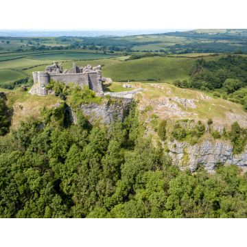 Lais Puzzle - Luftaufnahme der Ruinen einer alten Burg auf einem Hügel (Carreg Cennen, Wales, Großbritannien) - 1.000 Teile