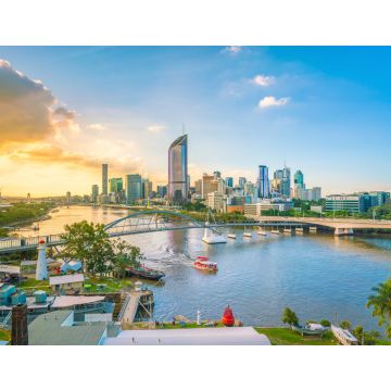 Lais Puzzle - Die Skyline der Stadt Brisbane und der Fluss Brisbane in der Dämmerung - 1.000 Teile