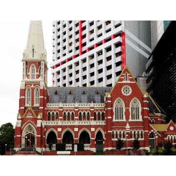 Lais Puzzle - Uniting Church am King George Square im Kontrast zu modernen Wolkenkratzern in Brisbane Queensland Australien - 1.000 Teile