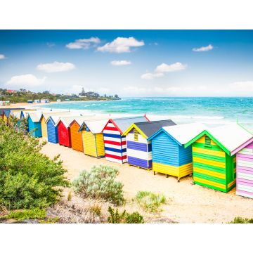 Lais Puzzle - Schöne Badehäuser am weißen Sandstrand von Brighton Beach, Victoria, Australien - 1.000 Teile