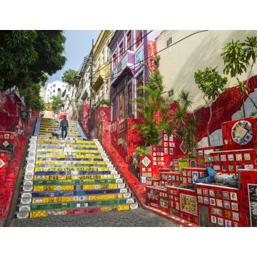 Lais Puzzle - Ein Blick am frühen Morgen auf die Escadaria Selarón (Selaron-Treppe), eine Touristenattraktion neben dem beliebten Ausgehviertel Lapa in Rio de Janeiro, Brasilien - 1.000 Teile