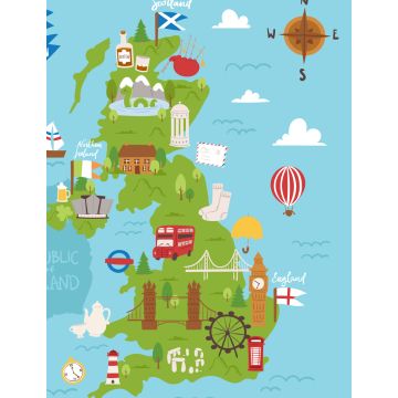Lais Puzzle - Vereinigtes Königreich Großbritannien und Nordirland Karte Reise Stadt Tourismus Transport auf blauen Ozean Europa Kartographie und nationale Wahrzeichen - 1.000 Teile