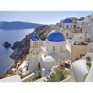 Lais Puzzle - Stadtbild mit Kirchen am Hang mit Blick auf Caldera, Oia, Santorin, Thira, Kykladen, Ägäische Inseln, Ägäisches Meer, Griechenland, Europa - 1.000 Teile