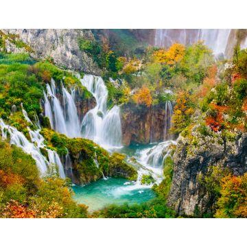 Lais Puzzle - Detaillierte Ansicht der wunderschönen Wasserfälle bei Sonnenschein im Nationalpark Plitvice, Kroatien - 1.000 Teile