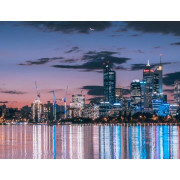 Lais Puzzle - Stadtlicht mit Sonnenuntergang und Mondaufgang zusammen in Perth - 1.000 Teile