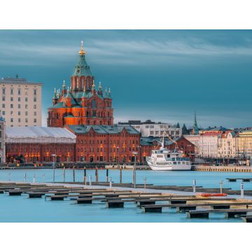 Lais Puzzle - Helsinki, Finnland. Kanavaranta Straße mit Uspenski Kathedrale im Winter Morgen - 1.000 Teile