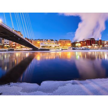 Lais Puzzle - Tampere Tammerkoski Stromschnellen blaue Stunde und Laukonsilta-Brücke - 1.000 Teile
