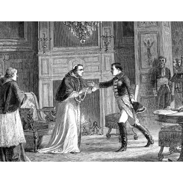 Lais Puzzle - Napoleon besucht Papst Pio VII. in Fontainebleau, Frankreich. Der Papst, den Napoleon entführt hatte, weil er sich weigerte, ihm die päpstlichen Staaten zu geben - 1.000 Teile