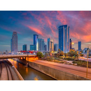 Lais Puzzle - Tel Aviv. Stadtbild von Ramat Gan, Tel Aviv, Israel während eines dramatischen Sonnenaufgangs - 1.000 Teile