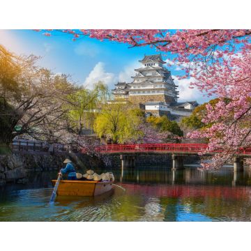 Lais Puzzle - Burg Himeji mit wunderschönen Kirschblüten, die Burg Himeji ist ein berühmter Aussichtspunkt für Kirschblüten in Osaka - 1.000 Teile