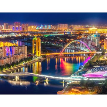 Lais Puzzle - Astana, Kasachstan, Nachtansicht der beleuchteten Hauptstadt von Kasachstan - 1.000 Teile
