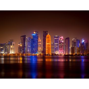 Lais Puzzle - Beleuchtete Skyline von Doha bei Nacht, Katar, Naher Osten - 1.000 Teile