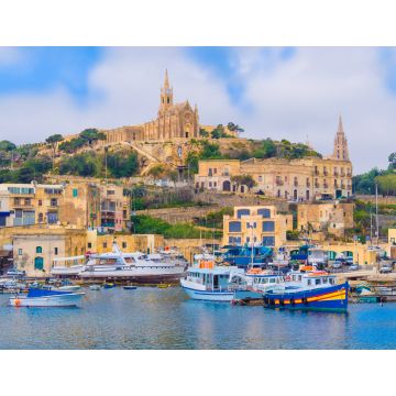 Lais Puzzle - Stadtansicht der Insel Gozo mit mittelalterlicher Architektur und Passagierbooten im Hafen von Malta - 1.000 Teile