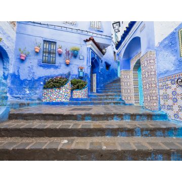 Lais Puzzle - Traditionelle typisch marokkanische architektonische Details in Chefchaouen, Marokko, Afrika Schöne Straße der blauen Medina mit blauen Mauern - 1.000 Teile