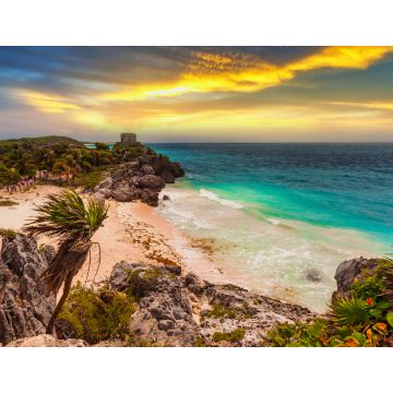 Lais Puzzle - Karibischer Strand an der Klippe in Tulum bei Sonnenuntergang, Mexiko - 1.000 Teile