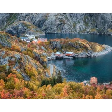 Lais Puzzle - Fischerstadt Nusfjord, Fjord und Meer Norwegen, Lofoten Inseln im goldenen Herbst - 1.000 Teile