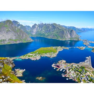 Lais Puzzle - Atemberaubender Aussichtspunkt auf Berge und blaues Meer bei Reinebringen, Lofoten-Inseln - 1.000 Teile