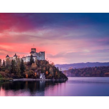 Lais Puzzle - Schönes Schloss am See in der rosa Abenddämmerung, Polen - 1.000 Teile