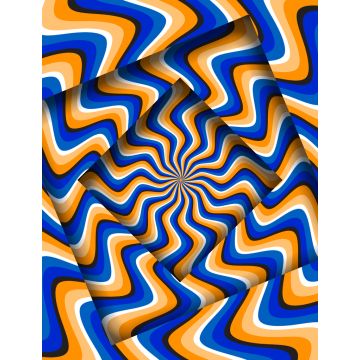 Lais Puzzle - Abstrakte gedrehten Rahmen mit einer rotierenden blau-orange gebogenen Streifen Muster. Optische hypnotische Illusion  - 1.000 Teile