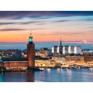 Lais Puzzle - Stockholm, Schweden. Blick auf die Skyline des berühmten Stockholmer Rathausturms und der St. Clara oder St. Klara Kirche - 1.000 Teile