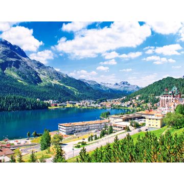 Lais Puzzle - Das mondäne Sankt Moritz mit Moritzsee und Bergen - 1.000 Teile