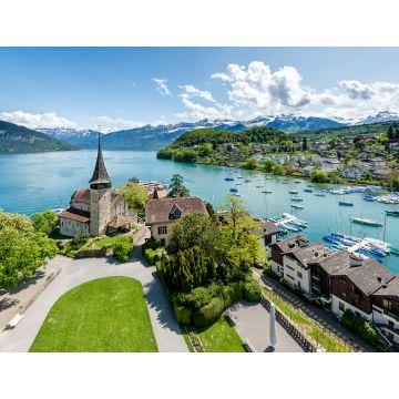 Lais Puzzle - Schloss Spiez mit Kreuzfahrtschiff auf dem Thunersee in Bern, Schweiz - 1.000 Teile