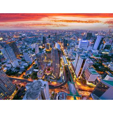 Lais Puzzle - Skyline des Geschäftsviertels von Bangkok aus der Vogelperspektive bei Sonnenuntergang - 1.000 Teile