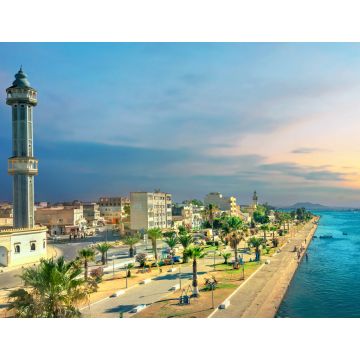 Lais Puzzle - Stadtbild mit Minarett der Moschee in Bizerte. Tunesien, Nordafrika - 1.000 Teile