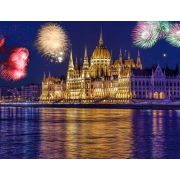Lais Puzzle - Parlament in Budapest mit Feuerwerk, Neujahrsfeier, Ungarn - 1.000 Teile