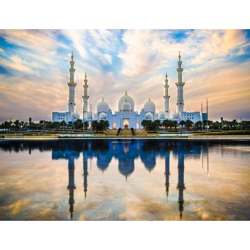 Lais Puzzle - Große Sheikh-Zayed-Moschee und Spiegelung im Springbrunnen bei Sonnenuntergang - Abu Dhabi, Vereinigte Arabische Emirate - 1.000 Teile