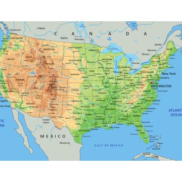 Lais Puzzle - Hochdetaillierte physische Karte der Vereinigten Staaten von Amerika mit Beschriftung - 1.000 Teile