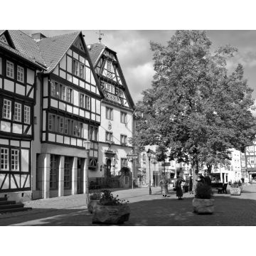 Lais Puzzle - Fachwerkhäuser am Marktplatz in Rotenburg a.d. Fulda in schwarz weiß - 1.000 Teile