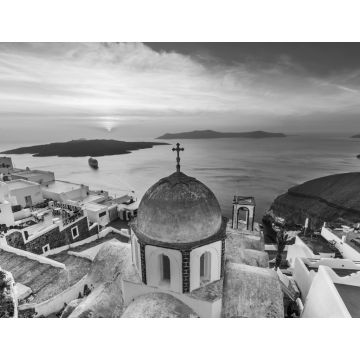 Lais Puzzle - Santorin, Griechenland. Das malerische Dorf Fira bei Sonnenuntergang in schwarz weiß - 1.000 Teile