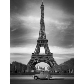 Lais Puzzle - Roter Wagen vor Eiffelturm Paris in schwarz weiß - 1.000 Teile