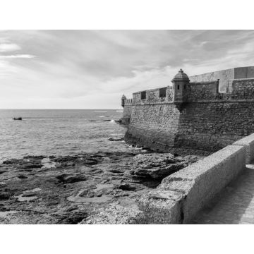 Lais Puzzle - Burg von San Sebastian in Cadiz, Andalusien, Spanien in schwarz weiß - 1.000 Teile