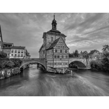 Lais Puzzle - Das historische Alte Rathaus von Bamberg in Bayern, Deutschland in der Morgendämmerung in schwarz weiß - 1.000 Teile
