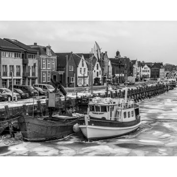Lais Puzzle - Der Hafen von Husum im Winter in schwarz weiß - 1.000 Teile