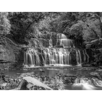 Lais Puzzle - Purakaunui Falls in der Catlins-Region in Neuseeland in schwarz weiß - 1.000 Teile