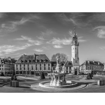 Lais Puzzle - Place de l'hotel de ville d'Evreux, Frankreich in schwarz weiß - 1.000 Teile