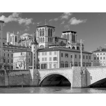 Lais Puzzle - Lyon. Die Uferpromenade der Stadt in schwarz weiß - 1.000 Teile